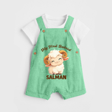 My First Bakrid Cute Lamb Personalized Baby dungaree - GREEN - 0 - 5 Months Old (Chest 18")