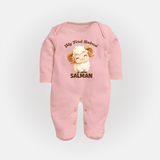 My First Bakrid Cute Lamb Personalized Baby Full Body Suit - BABY PINK - New Born (Chest 7.5")