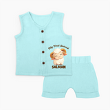 My First Bakrid Cute Lamb Personalized Baby jabla - BABY BLUE - 0 - 3 Months Old (Chest 9.8")