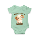 My First Bakrid Cute Lamb Personalized Baby Romper - MINT GREEN - New Born (Chest 14")