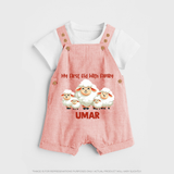 My First Eid with Family Sheep Theme Personalized Baby dungaree - PEACH - 0 - 5 Months Old (Chest 18")