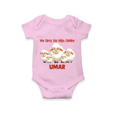 My First Eid with Family Sheep Theme Personalized Baby Romper - BABY PINK - New Born (Chest 14")