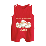 My First Eid with Family Sheep Theme Personalized Baby Button Romper - RED - New Born (Chest 18")