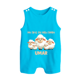 My First Eid with Family Sheep Theme Personalized Baby Button Romper - SKY BLUE - New Born (Chest 18")