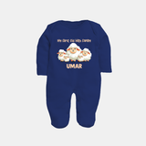 My First Eid with Family Sheep Theme Personalized Baby Full Body Suit - NAVY BLUE - New Born (Chest 7.5")