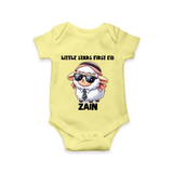 Little Star’s First Eid Stylish Lamb Personalized Baby Romper - PASTEL YELLOW - New Born (Chest 14")