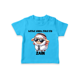 Little Star’s First Eid Stylish Lamb Personalized Baby Tshirt - SKY BLUE - 0-5 Months Old (Chest 17")