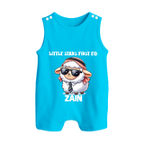 Little Star’s First Eid Stylish Lamb Personalized Baby Button Romper - SKY BLUE - New Born (Chest 18")