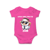 Little Star’s First Eid Stylish Lamb Personalized Baby Romper - HOT PINK - New Born (Chest 14")