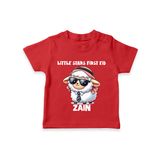 Little Star’s First Eid Stylish Lamb Personalized Baby Tshirt - RED - 0-5 Months Old (Chest 17")
