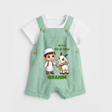My First Eid Al Adha Boy & Goat Personalized Baby dungaree - MINT GREEN - 0 - 5 Months Old (Chest 18")