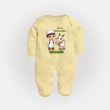 My First Eid Al Adha Boy & Goat Personalized Baby Full Body Suit - PASTEL YELLOW - New Born (Chest 7.5")