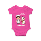 My First Eid Al Adha Boy & Goat Personalized Baby Romper - HOT PINK - New Born (Chest 14")
