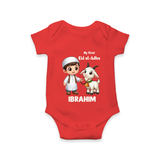 My First Eid Al Adha Boy & Goat Personalized Baby Romper - RED - New Born (Chest 14")
