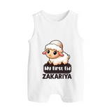 My First Eid Cute Lamb Illustration Personalized Baby Button Romper - WHITE - New Born (Chest 18")