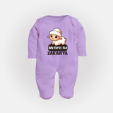 My First Eid Cute Lamb Illustration Personalized Baby Full Body Suit - LILAC - New Born (Chest 7.5")