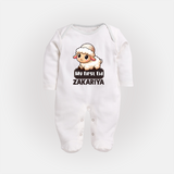 My First Eid Cute Lamb Illustration Personalized Baby Full Body Suit - WHITE - New Born (Chest 7.5")