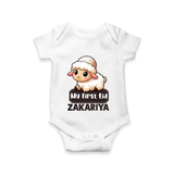 My First Eid Cute Lamb Illustration Personalized Baby Romper - WHITE - New Born (Chest 14")