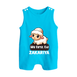 My First Eid Cute Lamb Illustration Personalized Baby Button Romper - SKY BLUE - New Born (Chest 18")