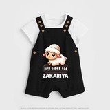 My First Eid Cute Lamb Illustration Personalized Baby dungaree - BLACK - 0 - 5 Months Old (Chest 18")