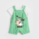 My First Eid Boy Riding Lamb Fun Theme Personalized Baby dungaree - GREEN - 0 - 5 Months Old (Chest 18")