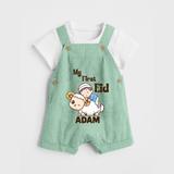 My First Eid Boy Riding Lamb Fun Theme Personalized Baby dungaree - MINT GREEN - 0 - 5 Months Old (Chest 18")