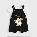 My First Eid Boy Riding Lamb Fun Theme Personalized Baby dungaree - BLACK - 0 - 5 Months Old (Chest 18")