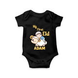 My First Eid Boy Riding Lamb Fun Theme Personalized Baby Romper - BLACK - New Born (Chest 14")
