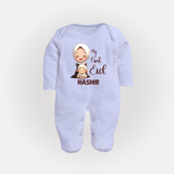 My First Eid with Mom & Baby Lamb Personalized Baby Full Body Suit - BABY BLUE - New Born (Chest 7.5")