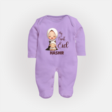 My First Eid with Mom & Baby Lamb Personalized Baby Full Body Suit - LILAC - New Born (Chest 7.5")