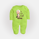 My First Eid with Mom & Baby Lamb Personalized Baby Full Body Suit - LIME GREEN - New Born (Chest 7.5")