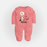 My First Eid with Mom & Baby Lamb Personalized Baby Full Body Suit - PEACH - New Born (Chest 7.5")