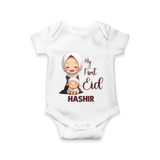 My First Eid with Mom & Baby Lamb Personalized Baby Romper - WHITE - New Born (Chest 14")