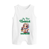 My First Bakrid Lantern Girl Personalized Baby Button Romper - WHITE - New Born (Chest 18")