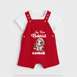 My First Bakrid Lantern Girl Personalized Baby dungaree - RED - 0 - 5 Months Old (Chest 18")