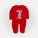 My First Bakrid Lantern Girl Personalized Baby Full Body Suit - RED - New Born (Chest 7.5")