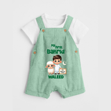 My First Bakrid Boy & Lamb Festive Personalized Baby dungaree - MINT GREEN - 0 - 5 Months Old (Chest 18")