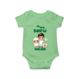 My First Bakrid Boy & Lamb Festive Personalized Baby Romper - GREEN - New Born (Chest 14")