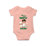 My First Bakrid Boy & Lamb Festive Personalized Baby Romper - PEACH - New Born (Chest 14")