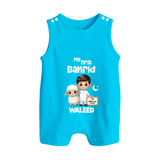 My First Bakrid Boy & Lamb Festive Personalized Baby Button Romper - SKY BLUE - New Born (Chest 18")