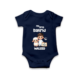 My First Bakrid Boy & Lamb Festive Personalized Baby Romper - NAVY BLUE - New Born (Chest 14")
