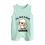 My First Bakrid Cute Lamb Illustration Personalized Baby Button Romper - MINT GREEN - New Born (Chest 18")