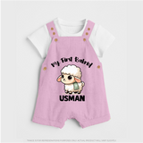 My First Bakrid Cute Lamb Illustration Personalized Baby dungaree - BABY PINK - 0 - 5 Months Old (Chest 18")
