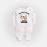 My First Bakrid Cute Lamb Illustration Personalized Baby Full Body Suit - WHITE - New Born (Chest 7.5")