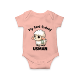 My First Bakrid Cute Lamb Illustration Personalized Baby Romper - PEACH - New Born (Chest 14")