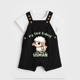 My First Bakrid Cute Lamb Illustration Personalized Baby dungaree - BLACK - 0 - 5 Months Old (Chest 18")