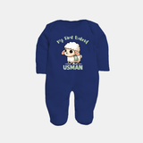 My First Bakrid Cute Lamb Illustration Personalized Baby Full Body Suit - NAVY BLUE - New Born (Chest 7.5")