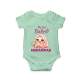 My First Bakrid Girl Eidi Celebration Personalized Baby Romper - MINT GREEN - New Born (Chest 14")