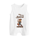 My First Bakrid Boy with Goat Celebration Personalized Baby Button Romper - WHITE - New Born (Chest 18")