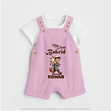 My First Bakrid Boy with Goat Celebration Personalized Baby dungaree - BABY PINK - 0 - 5 Months Old (Chest 18")